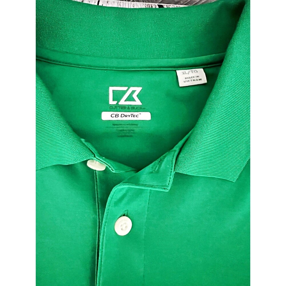 Cutter & Buck CB DryTec Men’s Green Short Sleeve Polo XL Polyester Solid